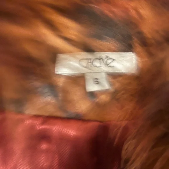 CACHE Leather Jacket with Real Fur Size 6 Very Rare - Picture 15 of 15